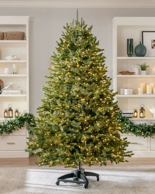 Árvore de Natal Verde Premium com Galhos Articulados, Suporte Metálico com Rodinhas e Micro LEDs Embutidos